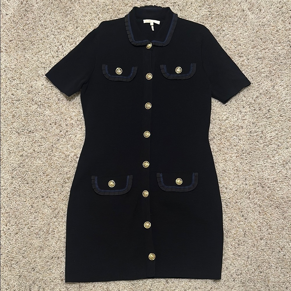 Maje Black Sheath Mini Dress with Peter Pan Collar